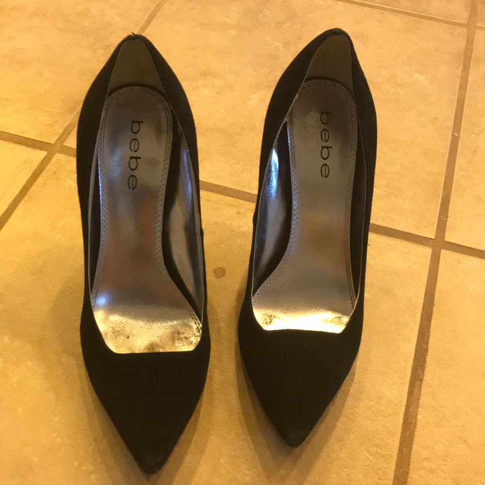 Black suede heels